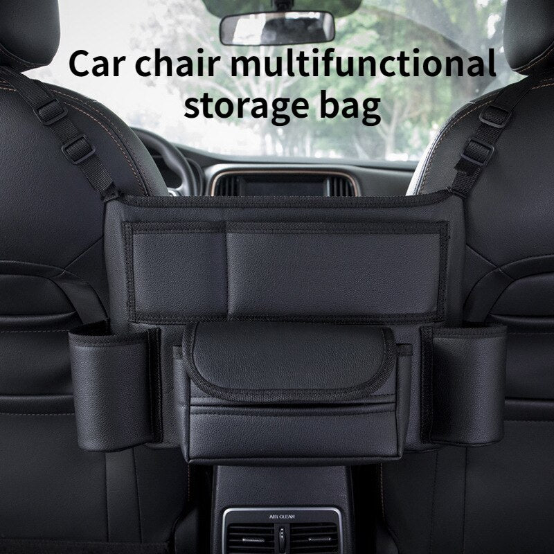 Car Seat Middle Hanger Storage Bag Leather Auto Handbag Holder